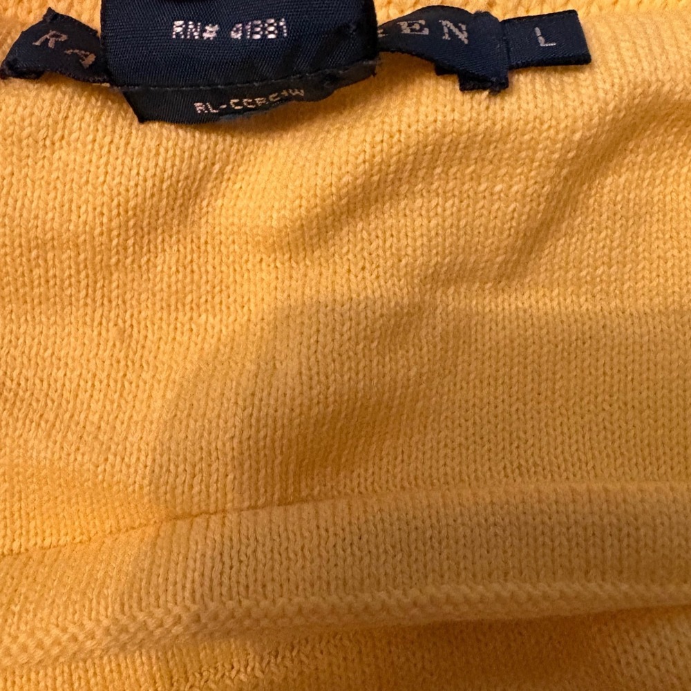 Ralph Lauren Yellow Cable Knit Halter Tube Top Pink Pony Cotton Size L - Picture 3 of 7